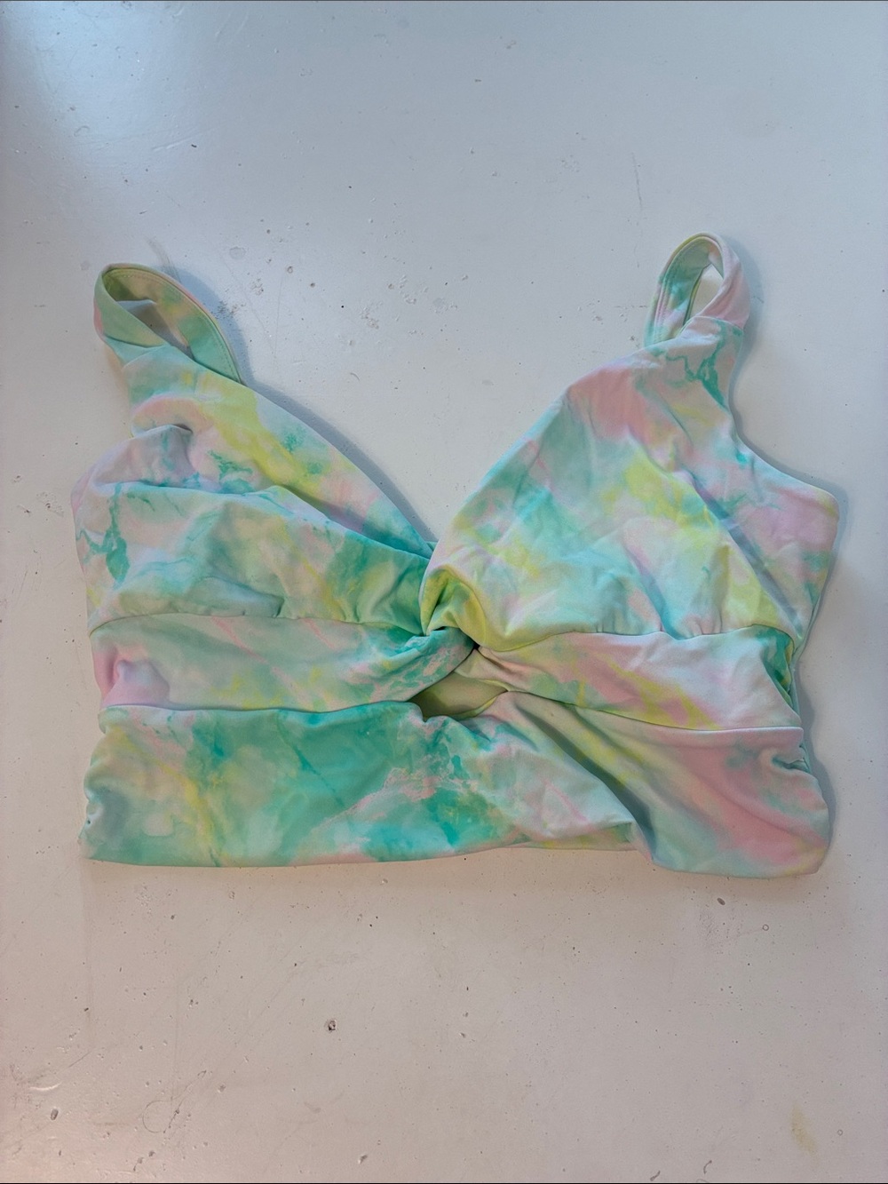 Amazon Medium Pastel Tye Dye Swimsuit Top Full Coverage V Neck
